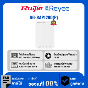 Ruijie / Reyee จุดเชื่อมต่อแบบติดผนัง Wi-Fi 5 1267Mbps รุ่น RG-RAP1200(P)